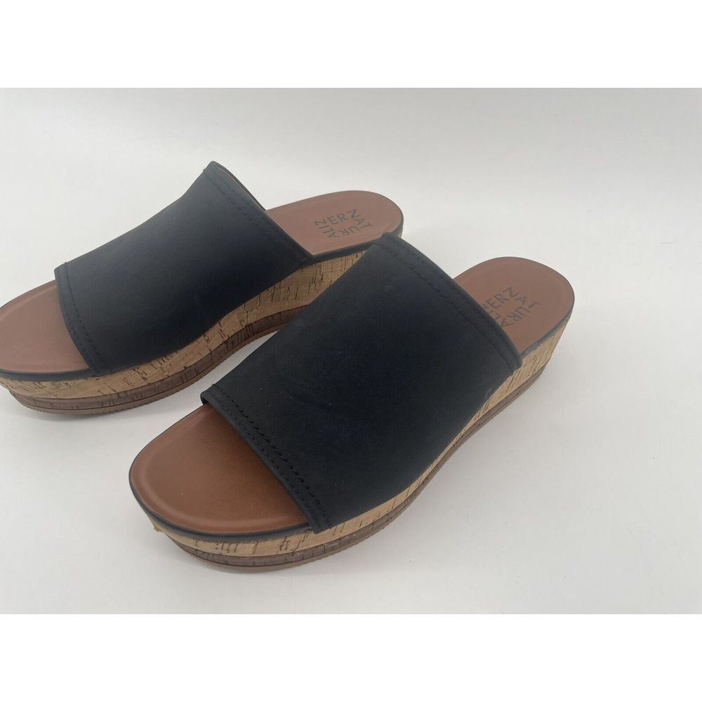 Naturalizer Sandals Black‎ Women's 8.5 Platform Wedge Cork Heel Boho